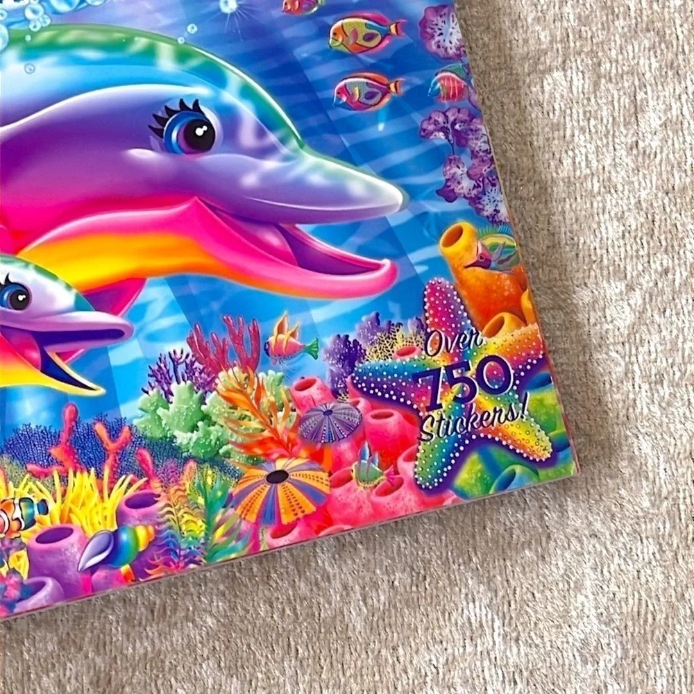 Brand New Lisa Frank Sticker Pad w/ Play Scenes & Zip-It Geometric Pencil Pouch